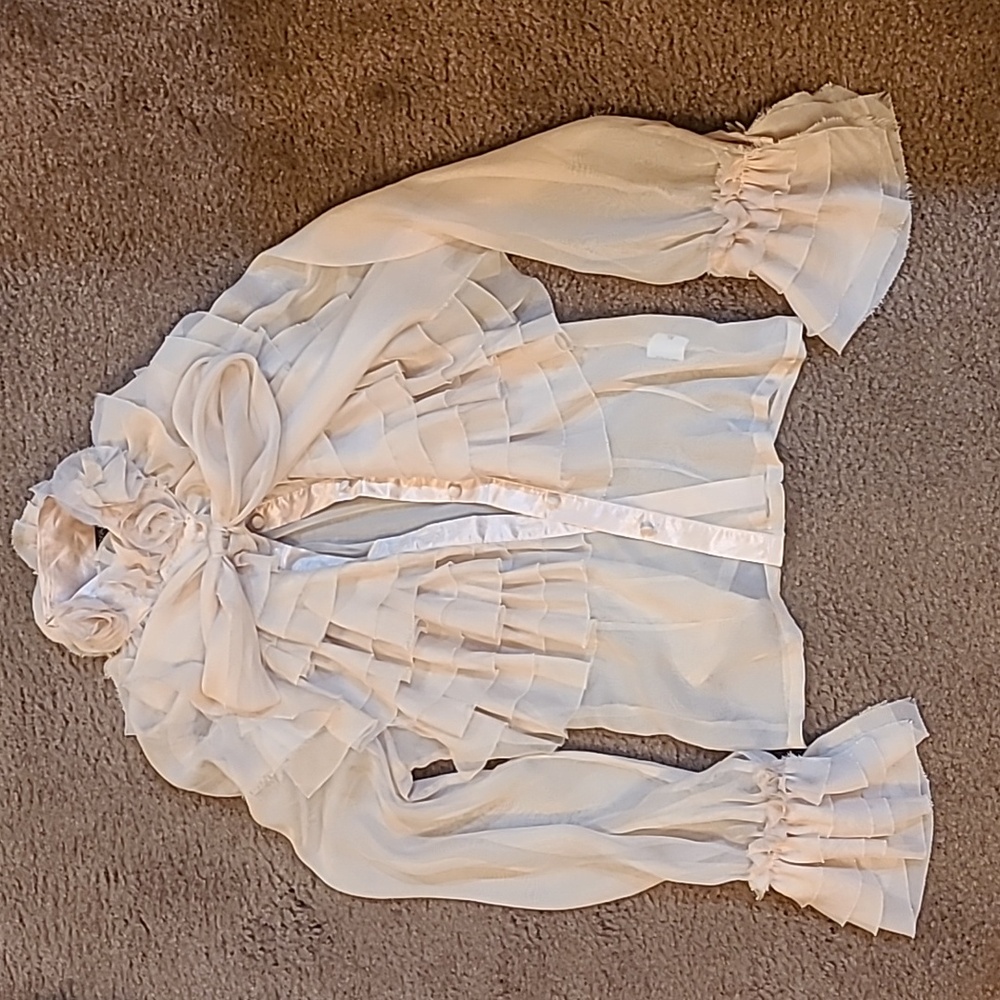 Sheer Rosette Ruffle Top